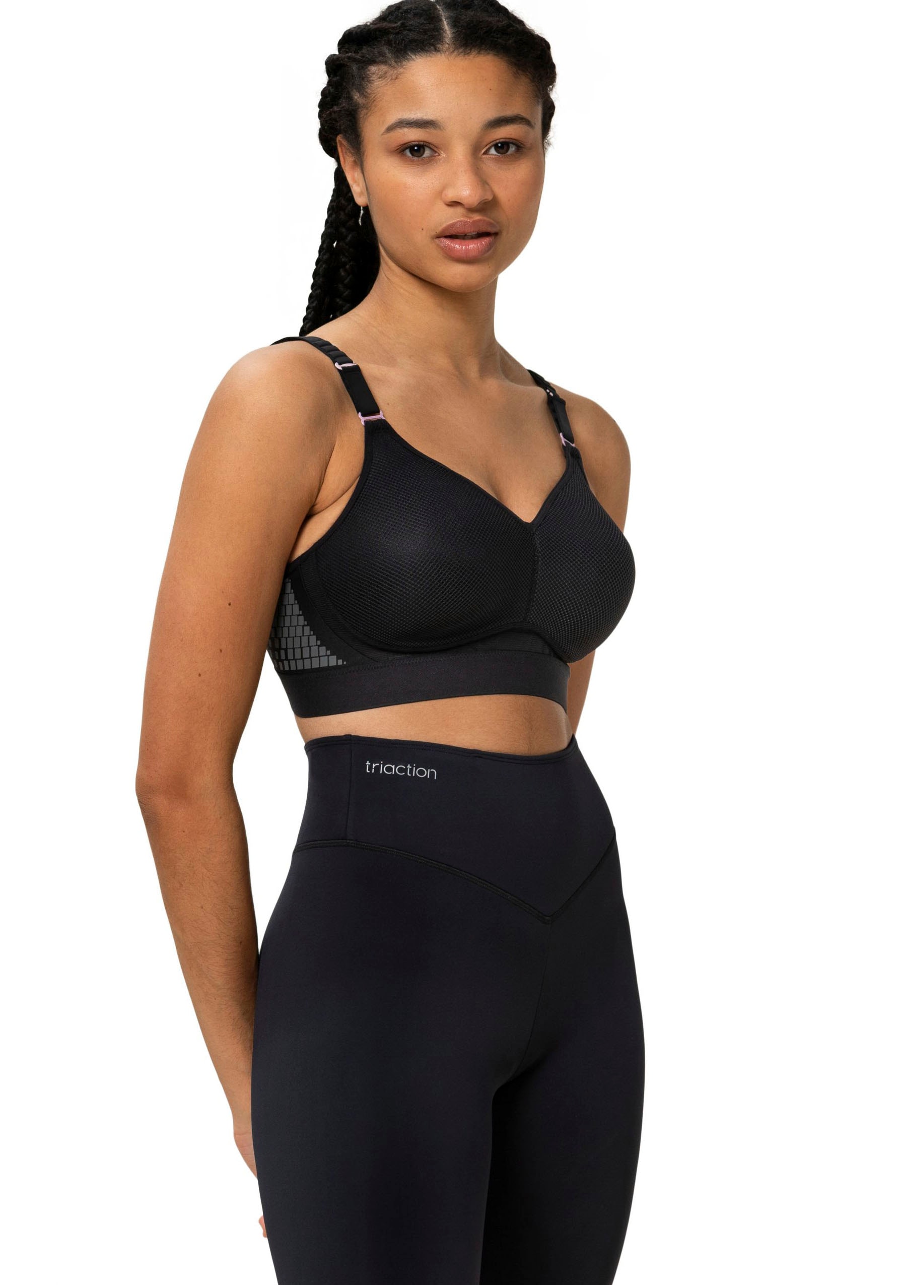 Sport-BH TRIACTION BY TRIUMPH "Triaction Hybrid Lite P EX", Damen, Gr. 90, Cup C, schwarz, Single Jersey, Obermaterial: 46% Polyamid, 36% Polyester, 18% Elasthan (LYCRA), Mesh, unifarben, BHs Sport-BH, atmungsaktiv und extremer Halt