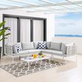 Harmony 6-Piece Sunbrella Basket Weave Outdoor Patio Aluminum Sectional Sofa Set by Modway Metal in Gray/Brown | Wayfair EEI-4926-TAU-GRY-SET