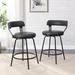 17 Stories Kipton Low Back Bar Stools Metal Leather Counter Stools Upholstered//Faux leather in Gray | 38.6 H x 20 W x 20.5 D in | Wayfair