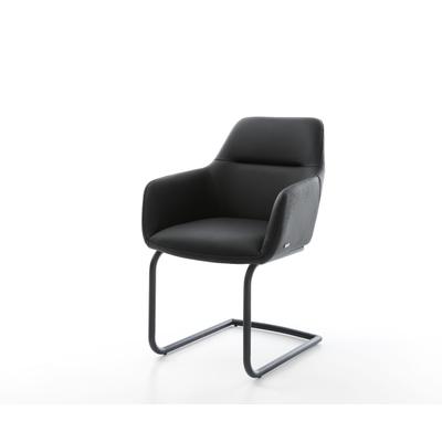 DELIFE Freischwinger Pejo-Flex Echt-Leder Schwarz Freischwinger rund Schwarz Taschenfederkern, Esszimmerstühle Image