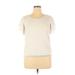 Ann Taylor LOFT Short Sleeve Top Ivory Crew Neck Tops - Women's Size Small