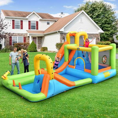 Costway Inflatable Water Slide Park Bounce House Climbing Wall Without - See Details