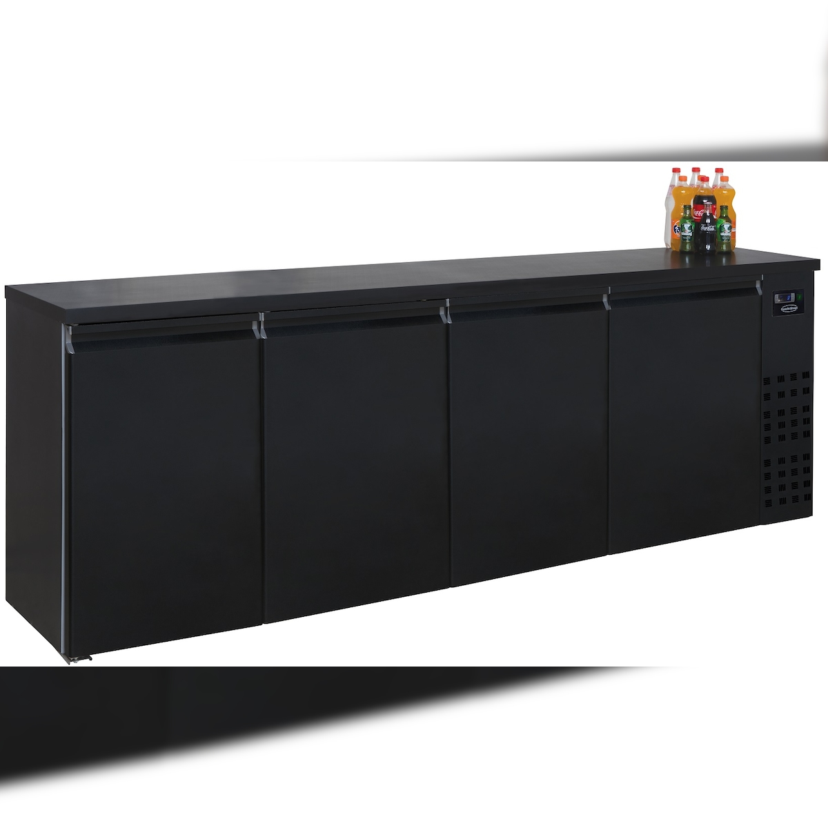 Barkühlschrank ARTIK | 4x Tür | 680 Liter, HxBxT 95x249x55cm | -2/+8°C | Edelstahl Schwarz | + CHEFGASTRO Geschirrtuch Image