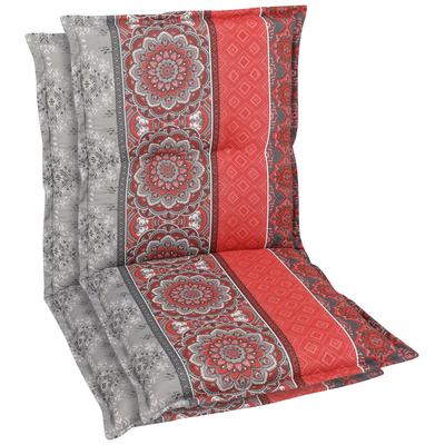Sesselauflage GO-DE "Niederlehner", rot (rot, grau), B:100cm H:8cm T:50cm, Bezug: 65% Polyester, 35% Baumwolle, Polsterauflagen Image