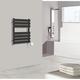 NRG Pre-Filled Electric Heated Towel Rail Radiator Bathroom Manual Warmer Ladder Rad Wall Mounted 650x500mm Black 300W