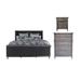 CDecor Home Furnishings Martinique French Gray 3-Piece Bedroom Set w/ Chest Upholstered, in Brown/Gray/Red | 62 H x 81.75 W x 86.25 D in | Wayfair