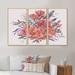 Winston Porter Bouquet Of Red Amaryllis Flowers - Traditional Framed Canvas Wall Art Set Of 3 Canvas, Wood in Gray/Pink | 32 H x 48 W in | Wayfair