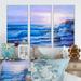 Highland Dunes Morning Sun Over On Breaking Sea Waves - 3 Piece Floater Frame Graphic Art Set on Canvas Metal in Blue | 32 H x 48 W x 1 D in | Wayfair