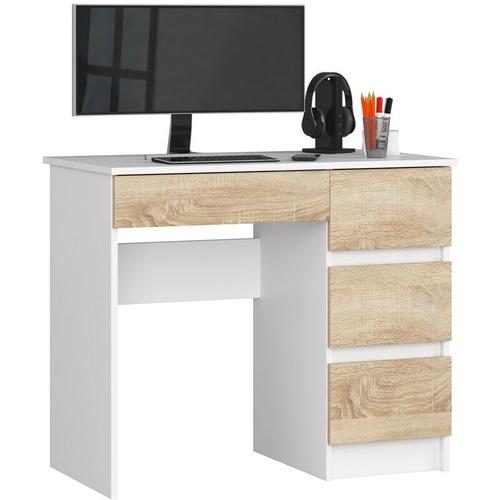 Rechts Computertisch, Computertisch, 90 cm, A-7, Matte, System ohne Weiß / Eiche Sonoma 4