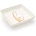 Letter K Ceramic Trinket Tray, Monogram Initials Jewelry Dish (4 x 4 Inches)