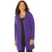 Plus Size Women's Marled Sweater Cardigan by Catherines in Dark Violet (Size 2X)