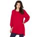Plus Size Women's Blouson Sleeve High-Low Sweatshirt by Roaman's in Vivid Red (Size 12)