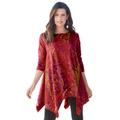 Plus Size Women's Handkerchief Hem Ultimate Tunic by Roaman's in Red Patchwork (Size M) Long Shirt
