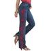 Plus Size Women's Whitney Jean with Invisible Stretch® by Denim 24/7 in Vivid Red Swirl Embroidery (Size 34 W) Embroidered Bootcut Jeans