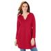 Plus Size Women's Y-Neck Ultimate Tunic by Roaman's in Classic Red (Size 4X) Long Shirt