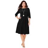 Plus Size Women's Velour Swing Drape Dress by Roaman's in Black (Size 22/24)