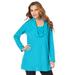 Plus Size Women's Cowl-Neck Thermal Tunic by Roaman's in Soft Turquoise (Size 3X) Long Sleeve Shirt