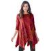 Plus Size Women's Handkerchief Hem Ultimate Tunic by Roaman's in Red Patchwork (Size 4X) Long Shirt