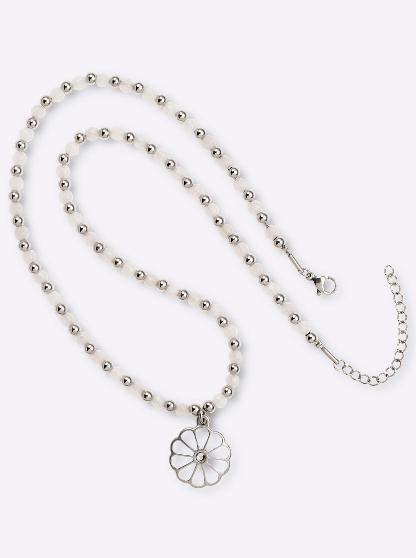 Collier HEINE, Damen, Gr. N-Groesse, Acryl Metall, silber (silberfarben), Acryl, Metall, Halsketten Collier