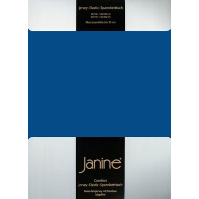 Spannbettlaken JANINE "ELASTIC 5002", blau (royalblau), B:140-160cm L:200cm, Jersey-Elasthan, Obermaterial: 95% Baumwolle, 5% Elasthan, Laken, für Matratzen bis 35 cm Höhe, 95% Baumwolle, hochwertig, langlebig Image