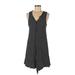 Universal Thread Casual Dress - A-Line V-Neck Sleeveless: Black Chevron/Herringbone Dresses - Women's Size Small