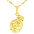 High Polish 14k Yellow Gold 3D Single Boxing Glove Charm Sports Pendant Necklace, Yellow Gold