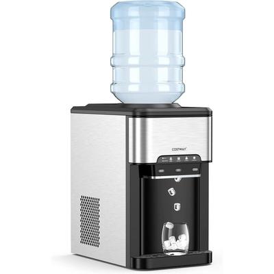 Costway - 3 in 1 Wasserspender Eiswürfelmaschine mit heisses/kaltes Wasser, Eiswürfel in 10min,