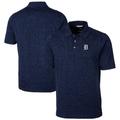 Men's Cutter & Buck Heathered Navy Detroit Tigers Advantage Space Dye Tri-Blend Polo