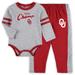 Newborn & Infant Heather Gray/Crimson Oklahoma Sooners Little Kicker Long Sleeve Bodysuit Sweatpants Set