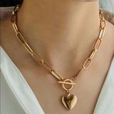 Free People Jewelry | Fp Heart Link Necklace Gold Plated | Color: Gold | Size: Os