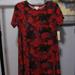 Lularoe Dresses | Lularoe Carly Dress Xs Nwt Red Purple Flowers Floral Swing High Low Hem | Color: Purple/Red | Size: Xs