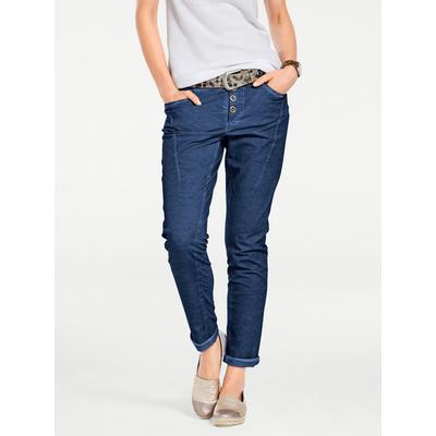 Boyfriend-Hose HEINE, Damen, Gr. 38, Normalgrößen, blau, 97% Baumwolle, 3% Elasthan, Rückseite:95% Baumwolle, 5% Elasthan, unifarben, lang, Hosen Image