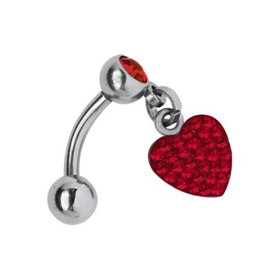Bauchnabelpiercing ADELIA´S "Piercing Piercing Bauchnabelpiercing", Damen, rot, Titan, modisch, Piercings, Titan Banane - Bauchnabel Piercing Herzanhänger rot