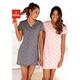 Nachthemd VIVANCE DREAMS, Damen, Gr. 56/58, N-Gr, rosa (rosé, mauve), Single Jersey, Obermaterial: 100% Baumwolle, unifarben, casual, figurumspielend kurz, V-Ausschnitt, Kurzarm eingesetzt Häkelkante, Kleider, mit Herzchenprint