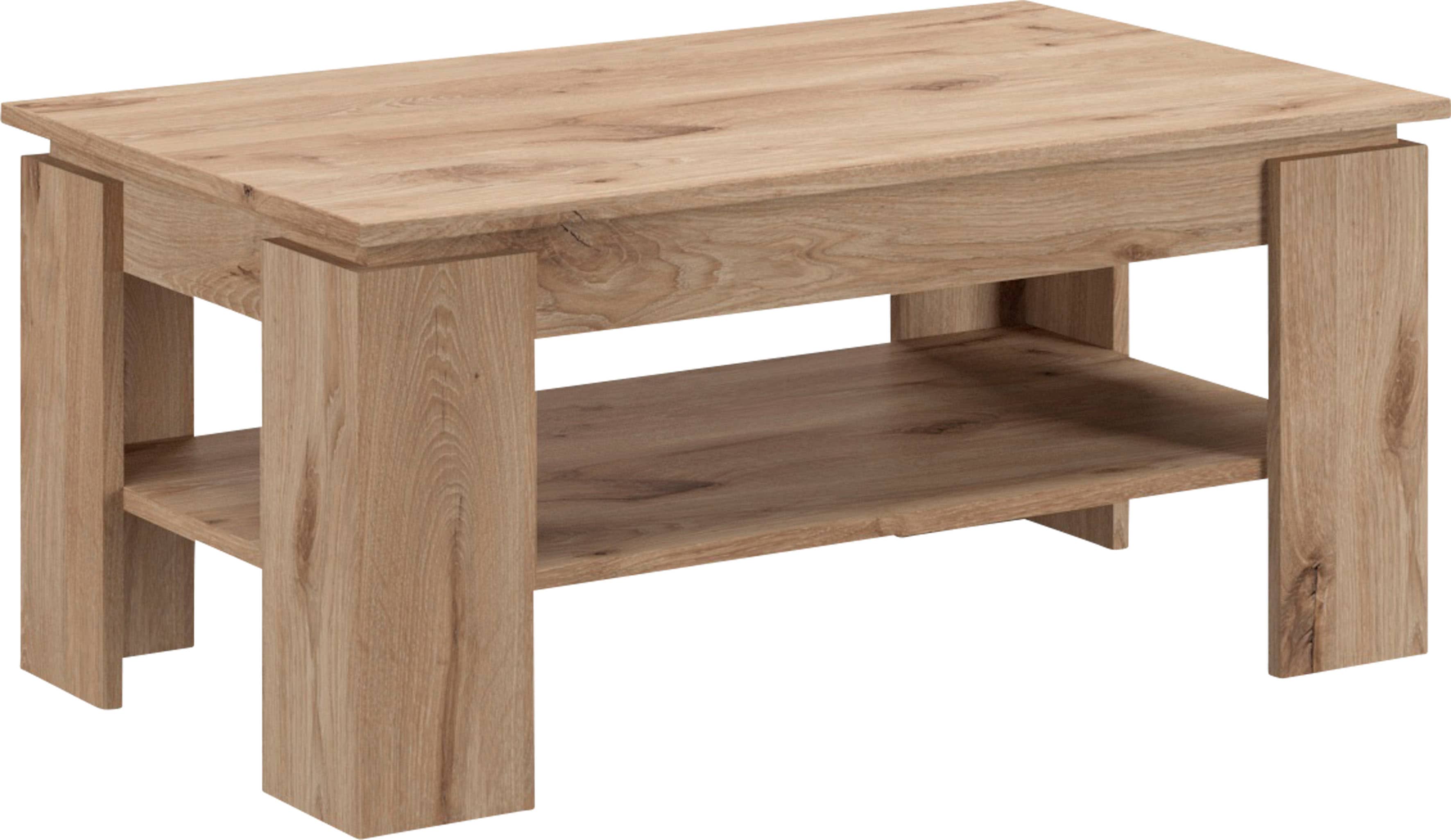 Couchtisch HOME AFFAIRE "Kalmar, rechteckig, 100 x 60 cm, 1 Ablageboden", braun (nox oak nb, nox oak nb, nox oak nb), B:100cm H:45cm T:60cm, Tische, Couchtisch Eckige Couchtische, Sofatisch, Beistelltisch, Kaffetisch, Wohnzimmertisch, coffee table