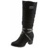 Winterstiefel RIEKER, Damen, Gr. 40 (6,5), Normalschaft, schwarz, Nubuklederimitat, kontrastfarbene Details, elegant, Schuhe, Blockabsatz, Rieker TEX-Membran, mit stylischem Zierriemchen