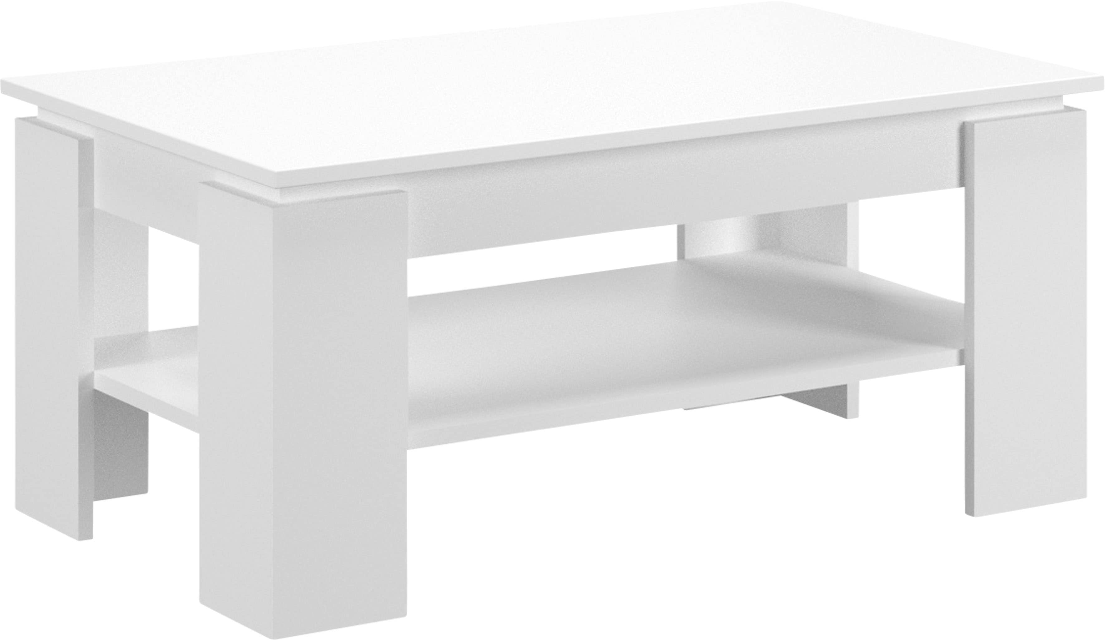 Couchtisch INOSIGN "Kalmar, rechteckig, 100 x 60 cm, 1 Ablageboden", weiß (weiß nb, weiß nb, weiß nb), B:100cm H:45cm T:60cm, Tische, Couchtisch Eckige Couchtische, Sofatisch, Beistelltisch, Kaffetisch, Wohnzimmertisch, coffee table