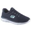 Slip-On Sneaker SKECHERS "Summits", Damen, Gr. 38, blau (navy), Textil, Synthetik, sportlich, Schuhe, Slipper, Freizeitschuh, Komfortschuh mit gepolstertem Schaftrand, Topseller