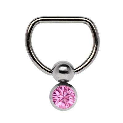 Brustwarzenpiercing ADELIA´S "Piercing Piercing Brustpiercing", Damen, rosa, Titan, modisch, Piercings, Titan Brustpiercing D-Ring mit Doppel Klemmkugel und 6 mm Stein rosa