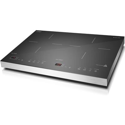 CASO Doppel-Induktionskochplatte "S-Line 3500", silber (schwarz, silberfarben), B:54cm H:5,8cm T:35,5cm, Kochplatten, 54 cm breit