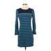 E-Land Casual Dress - Sweater Dress: Blue Stripes Dresses - Women's Size Small