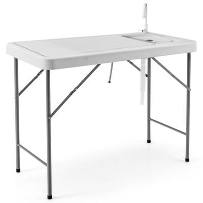 Costway Folding Fish Cleaning Table with Sink and Faucet for Dock Picnic