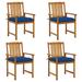 vidaXL Patio Chairs with Cushions 4 pcs Solid Acacia Wood - Brown - 24" x 22.4" x 36.2"