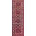 Pink Geometric Ardebil Vintage Persian Runner Rug Handmade Wool Carpet - 3'4" x 12'0"