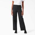 Dickies Women's Relaxed Fit Wide Leg Pants - Rinsed Black Size 30 (FP517)