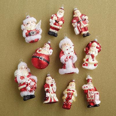 Set of 10 - Luxury Ornament Set - Santa Collectible Ornaments - Frontgate - Christmas Décor