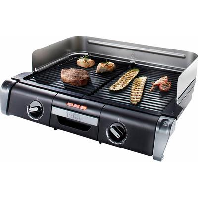 Tischgrill TEFAL "TG8000 Family", schwarz, B:53cm H:11cm T:37cm, Kontaktgrill_Standgrill_Tischgrill_Teppanyakigrill, 2 g