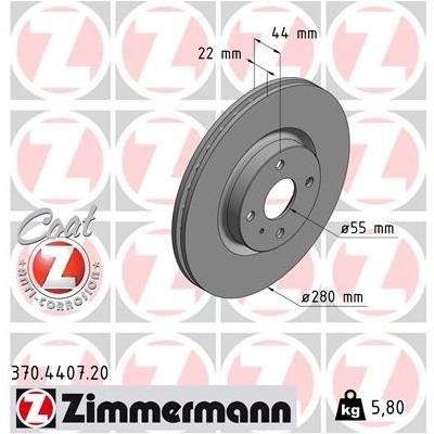 ZIMMERMANN Bremsscheibe vorne rechts links innenbelüftet 280mm für FIAT MAZDA ABARTH 6000615653 NA5F-33-251A 370.4407.20