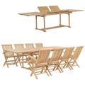 vidaXL 9-tlg. Garten-Essgruppe 180-280 x 100 x 75 cm Teak Massivholz