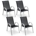 Costway 4 Pieces Stackable Patio Dining Chairs Set with Armrest-Black